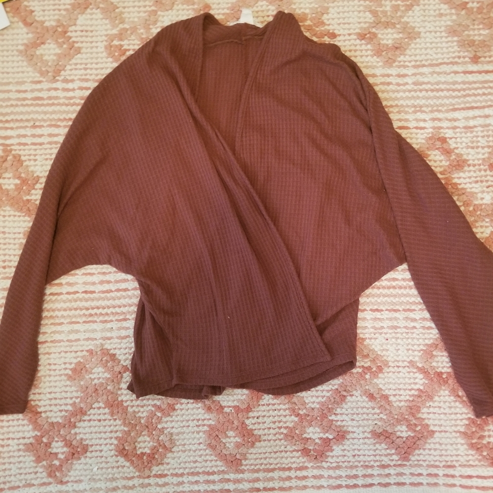 Slouchy rust colored open front cardigan